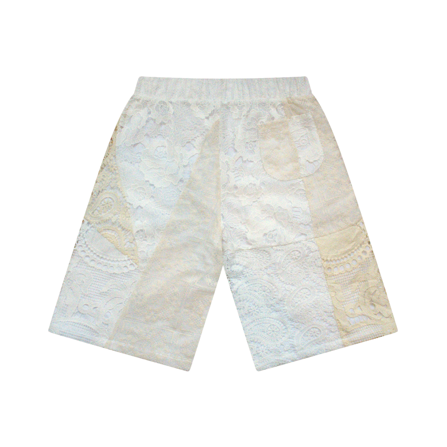 Cream Patchwork Crochet Shorts