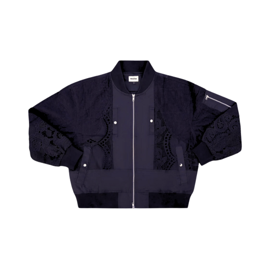 Patchwork Crochet Bomber Jacket