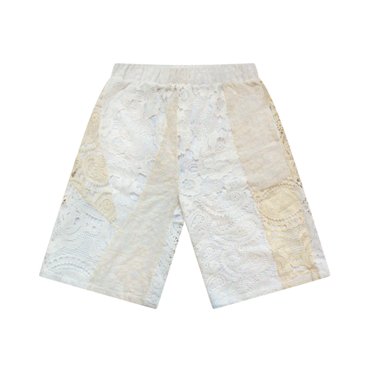 Cream Patchwork Crochet Shorts