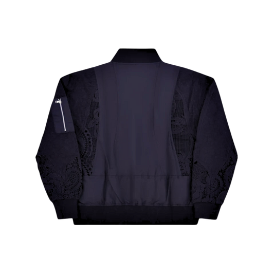 Patchwork Crochet Bomber Jacket