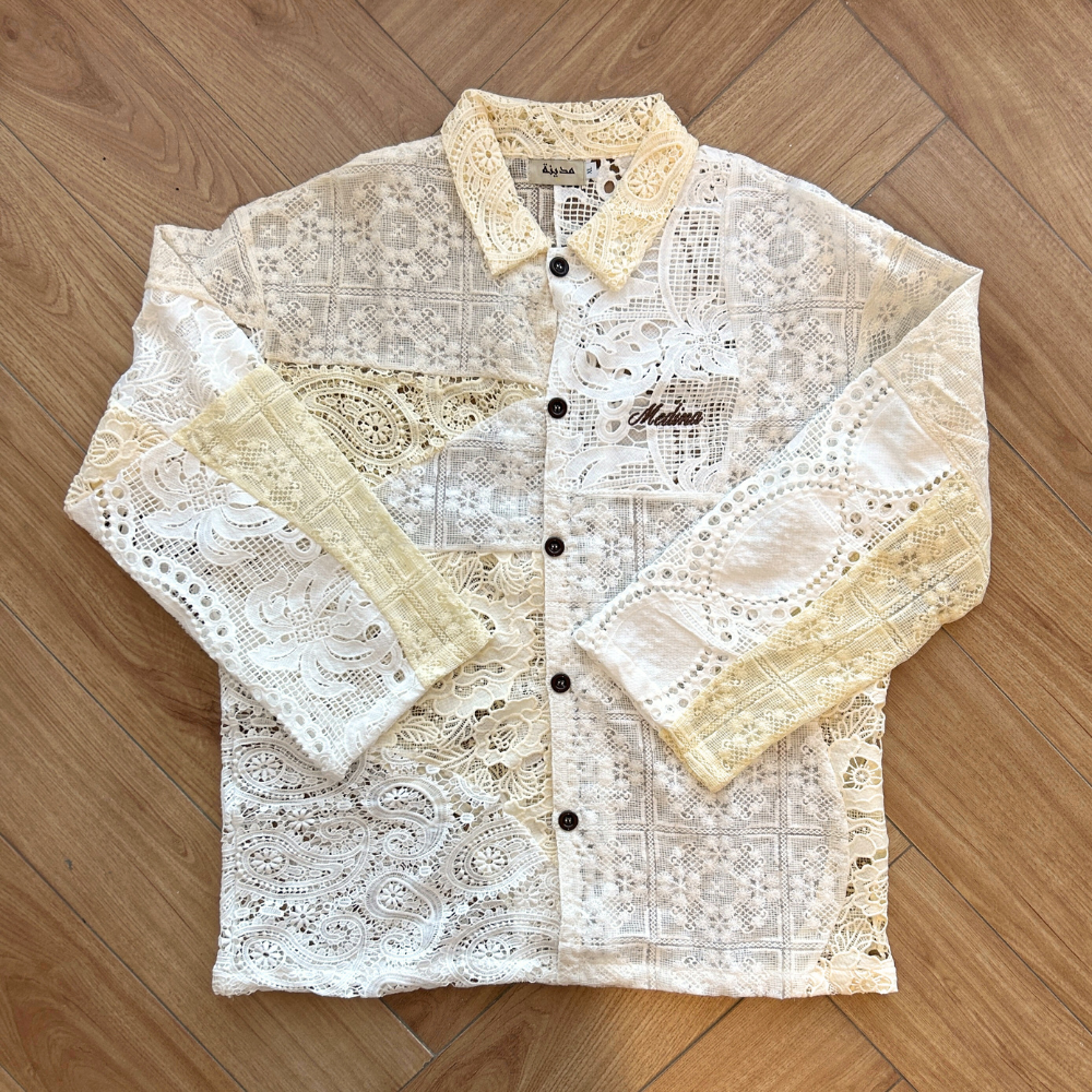 Cream Patchwork Crochet Shirt