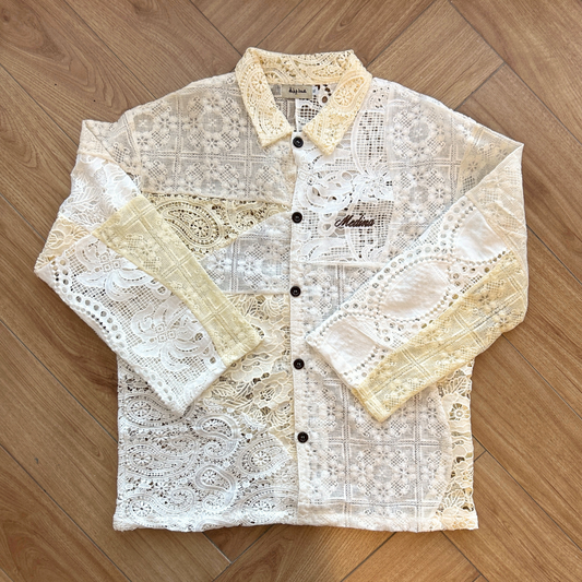 Cream Patchwork Crochet Shirt
