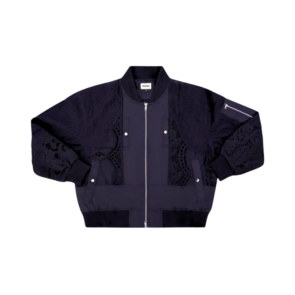 Patchwork Crochet Bomber Jacket